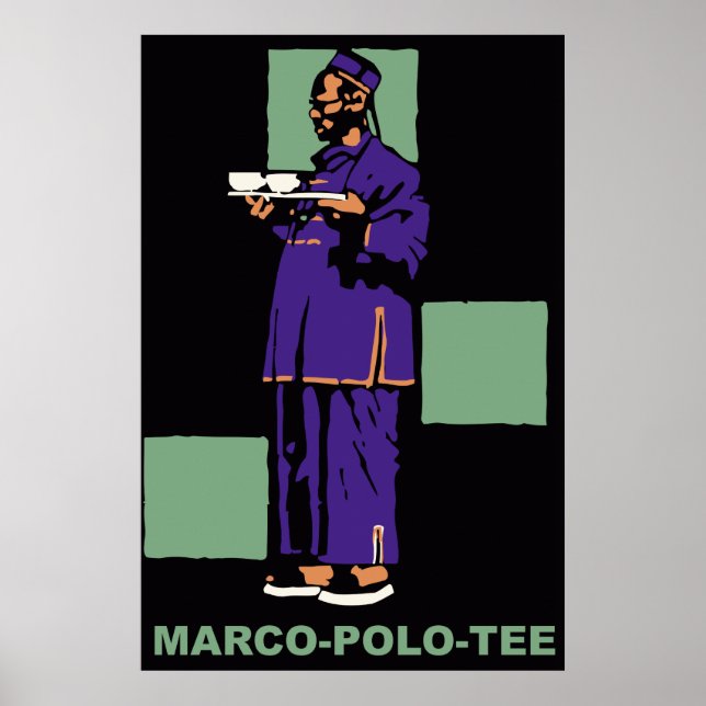 Póster Anuncio retro de té alemán de 1910 (Frente)