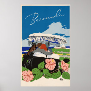 Póster Anuncio retro romántico del viaje del vintage de