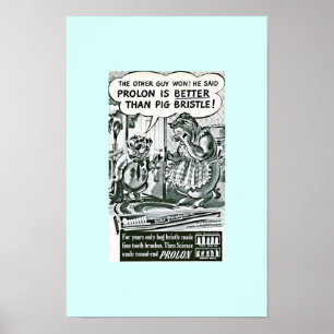 Póster Anuncio viejo divertido del cepillo de dientes: