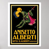 Anuncio vintage para Anisetto Alberti 12 x 16 Post