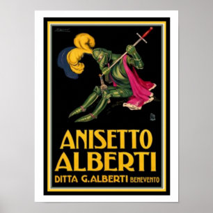 Póster Anuncio vintage para Anisetto Alberti 12 x 16 Post