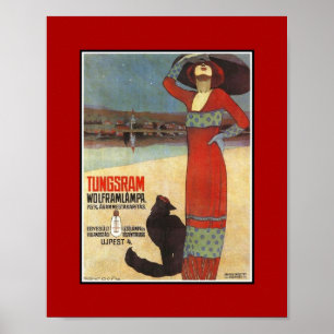 Póster Anuncios antiguos en cartel de bombillas Tungsram