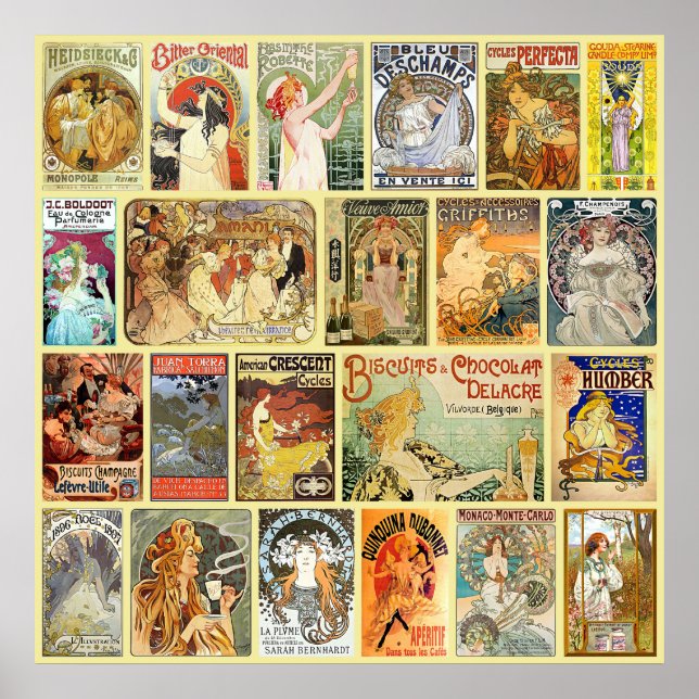 Póster Anuncios de Art Nouveau (Frente)