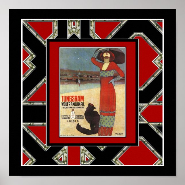 Póster Anuncios de época poster Bombillas de luz Tungsram (Frente)