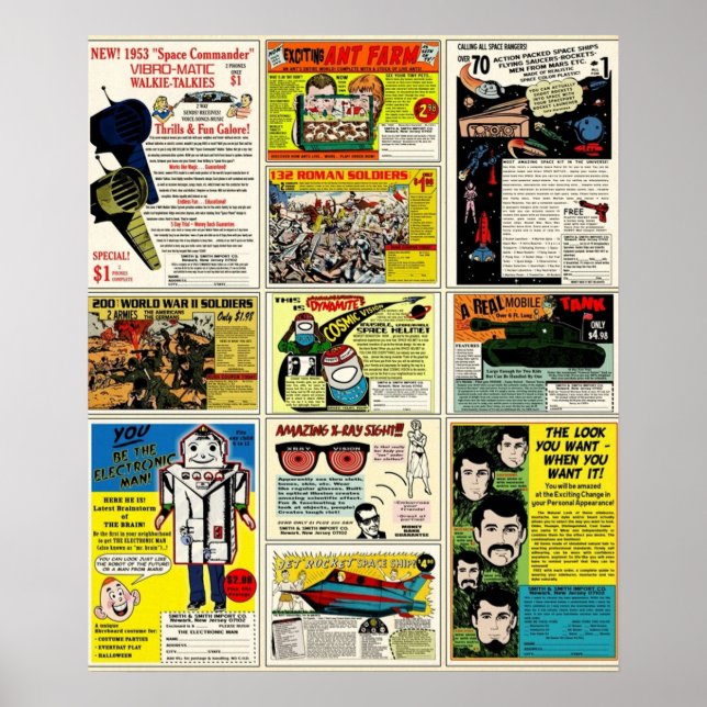 Póster Anuncios de historietas de época (Frente)