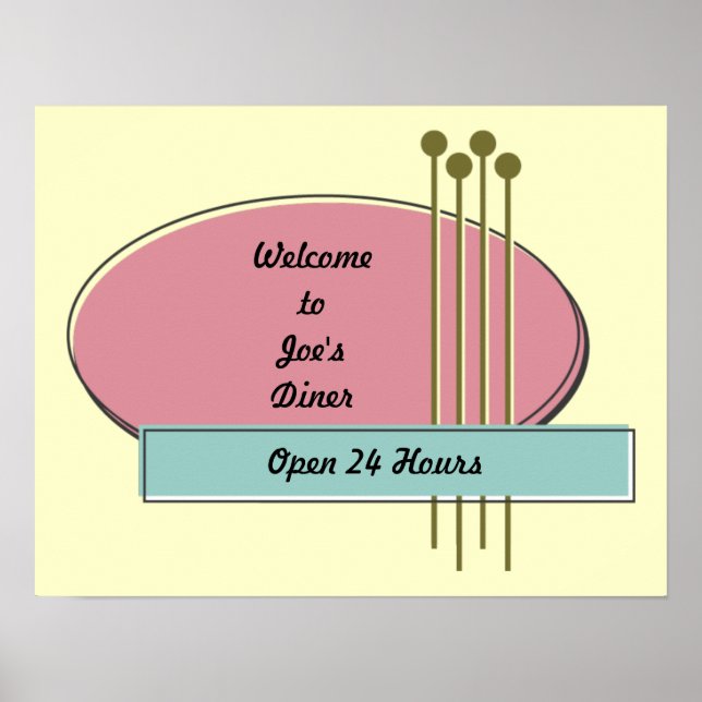 Póster Anuncios/Posters de estilo retro 50 personalizados (Frente)