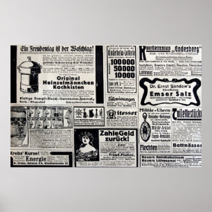 Póster Anuncios típicos en alemán en una nueva Europa