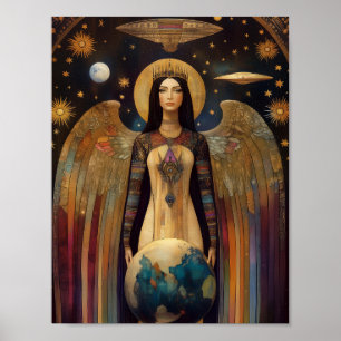 Póster Anunnaki Star Goddess Ishtar Surreal UFO Art