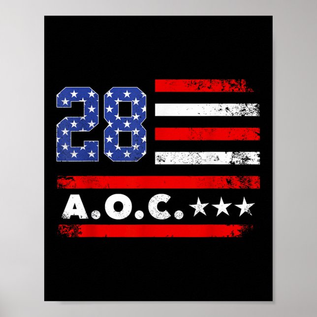 Póster Aoc 2028 A.C. 2028 For President American Flag (Frente)