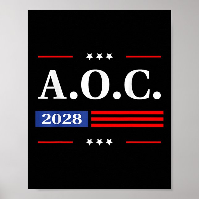 Póster Aoc 2028 A.C. 2028 For President American Flag (Frente)