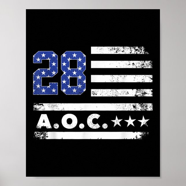 Póster Aoc 2028 A.C. 2028 For President American Flag (Frente)