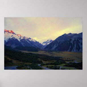 Póster Aoraki/Monte Cook, Nueva Zelanda, al amanecer