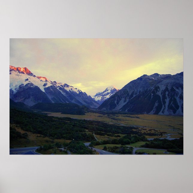 Póster Aoraki/Monte Cook, Nueva Zelanda, al amanecer (Frente)