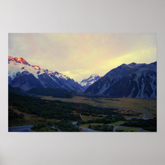 Póster Aoraki/Monte Cook, Nueva Zelanda, al amanecer (Frente)