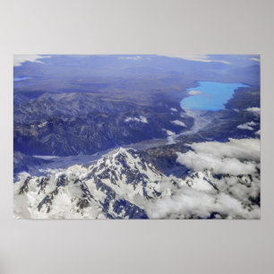 Póster Aoraki Monte Cook y Lago Pukaki, Nueva Zelanda