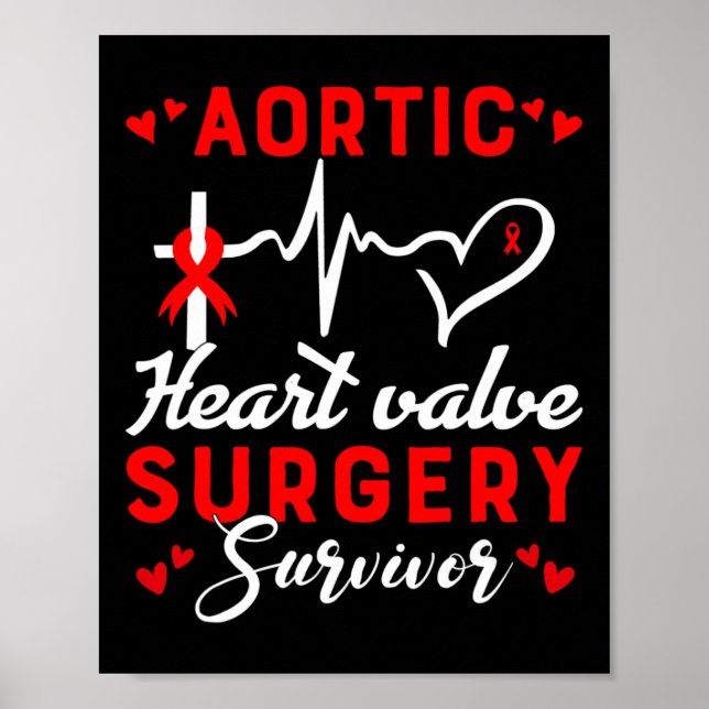 Póster Aortic Heart Valve Surgery Survivor Heart Disease  (Frente)