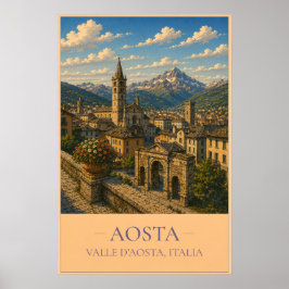 Póster Aosta, Italy – Vintage Travel Poster