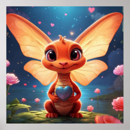 Póster *~* AP48 Dragón Bebé Lindo Mítico Amor