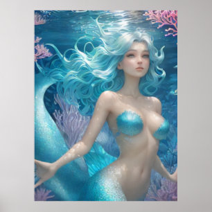 Póster *~* AP60 Diosa del Agua Fantasy Sea Mermaid 14