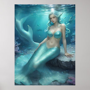 Póster *~* AP60 Diosa del Agua Fantasy Sea Mermaid 5