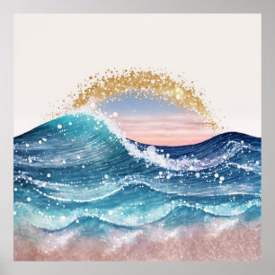 Póster *~* AP60 Sparkle Beach Coastal Ocean Wave Sand Sea