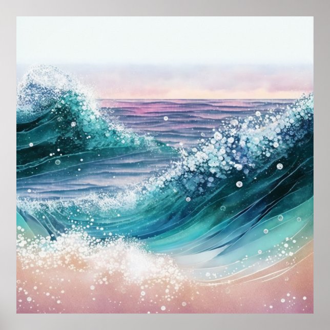 Póster *~* AP60 Wave Sea Sparkle Coastal Ocean Sand Beach (Frente)