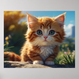 Póster *~* AP68 5:4 NARANJA Fluffy Feline Kitty Kitten