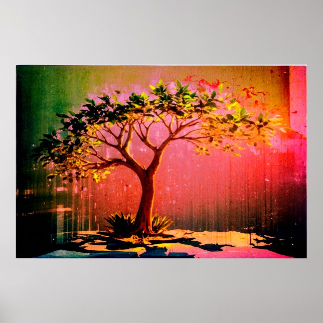 Póster *~* AP81 Árbol artístico moderno único etéreo (Frente)