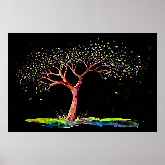 Póster *~* AP81 Árbol original de etéreo artístico modern (Frente)