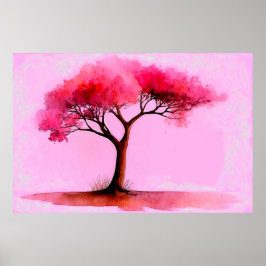 Póster *~* AP81 Árbol rosa Etéreo Artístico Moderno
