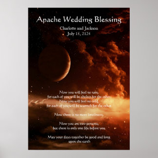 Póster Apache Boda Bendiciendo a la Luna y el Universo