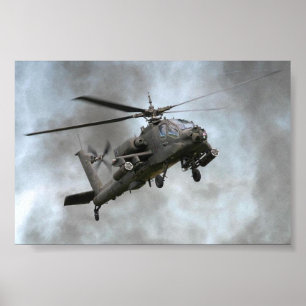 Póster Apache Helicopter in the smoke