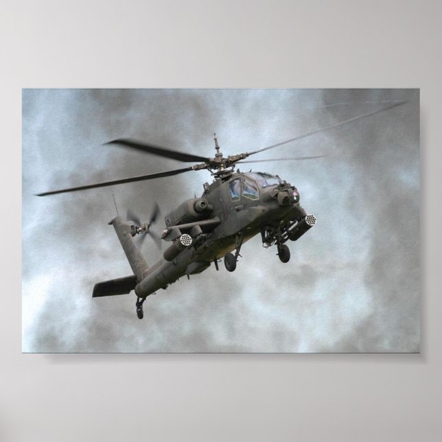 Póster Apache Helicopter in the smoke (Frente)
