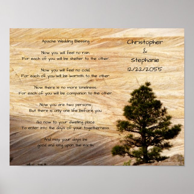 Póster Apache Wedding Blessing Light Brown Stone and Tree (Frente)