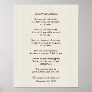 Póster Apache Wedding Blessing Poster 11" x 14" Rustic