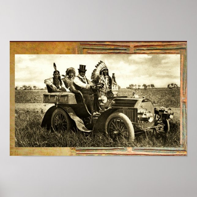 PÓSTER APACHES Y GERONIMO CONDUCIENDO UN AUTOMÓVIL (Frente)