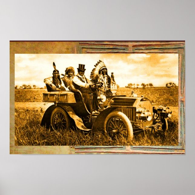 PÓSTER APACHES Y GERONIMO CONDUCIENDO UN AUTOMÓVIL (Frente)