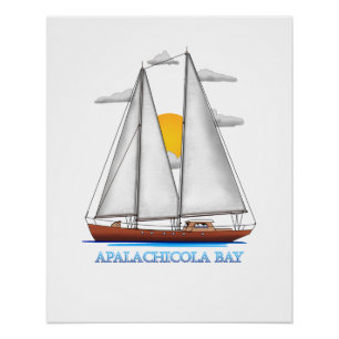 Póster Apalachicola Bay Coastal Nautical Sailing Sailor