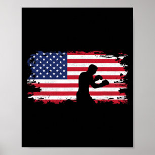 Póster Aparato de boxeo de bandera estadounidense - Boxer