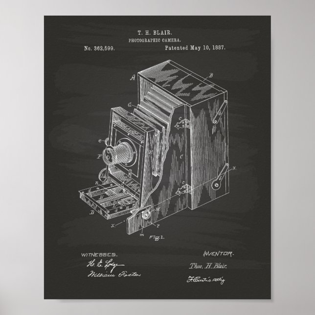 Póster Aparato de cámara 1887 Patent Art - Chalkboard (Frente)