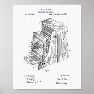 Póster Aparato de cámara 1887 Patent Art - Libro blanco
