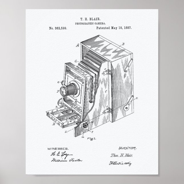 Póster Aparato de cámara 1887 Patent Art - Libro blanco (Frente)