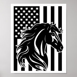 Póster Aparato de equitación de bandera estadounidense - 