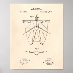Póster Aparato de natación 1881 Patent Art Old Peper