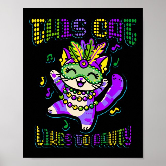 Póster Aparato Masque Mardi disfraza gato Mardi Gras (Frente)