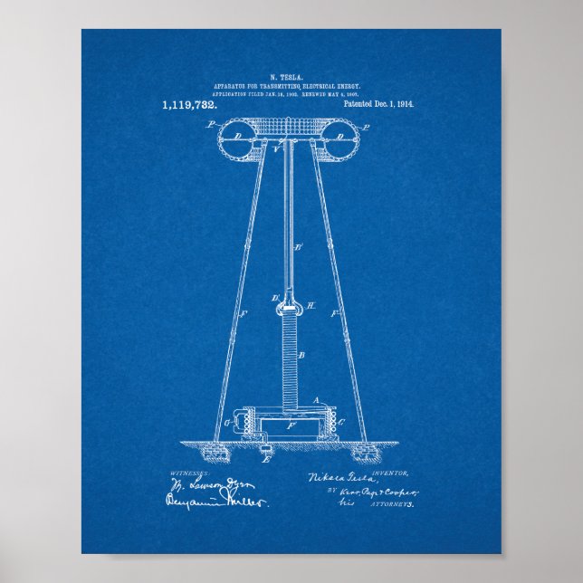 Póster Aparato Tesla Para Transportar Energía Eléctrica (Frente)