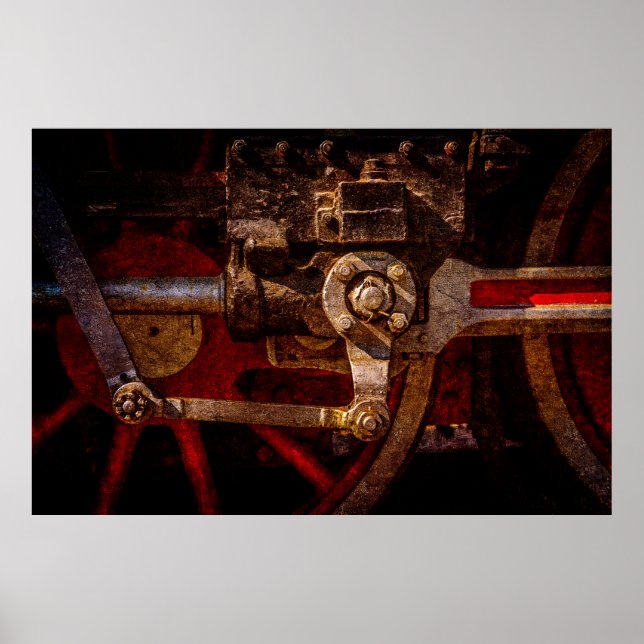 Póster Aparato vintage del tren de vapor (Frente)