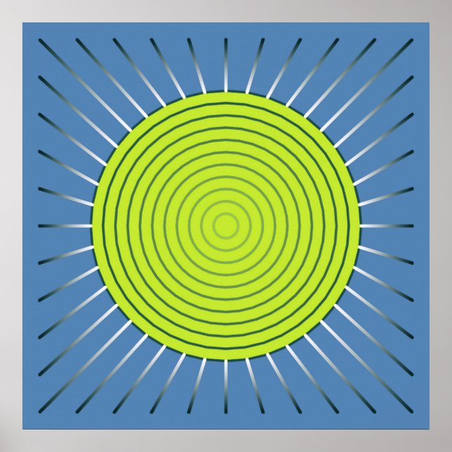 Póster Aparición geométrica moderna - azul de cal y denim (Frente)