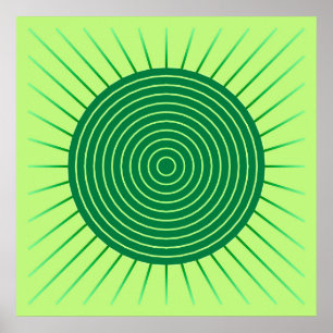 Póster Aparición geométrica moderna: verde esmeralda y ca