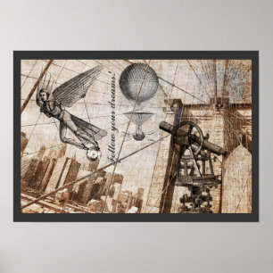 Póster Apariciones de Steampunk sobre el puente de